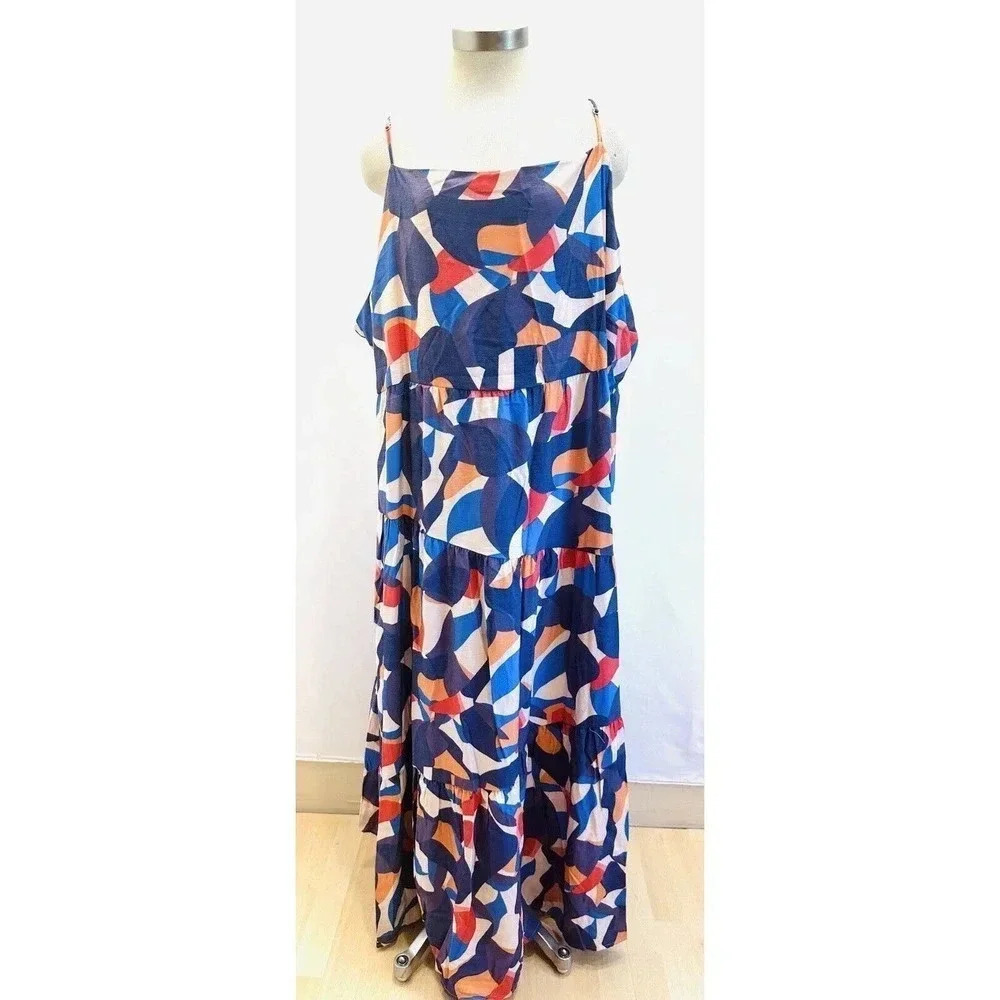 NWT NINE WEST Women Sleeveless Full Length Adjustable Straps Maxi Dress Size 4X